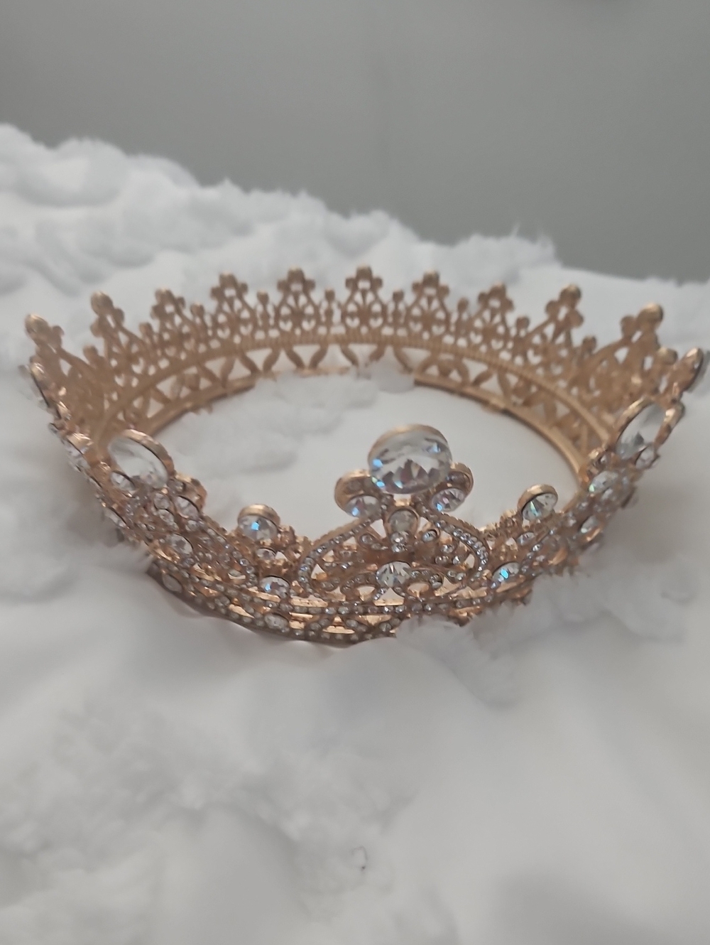 Crystal Accent Gold Tiara Crown for Women